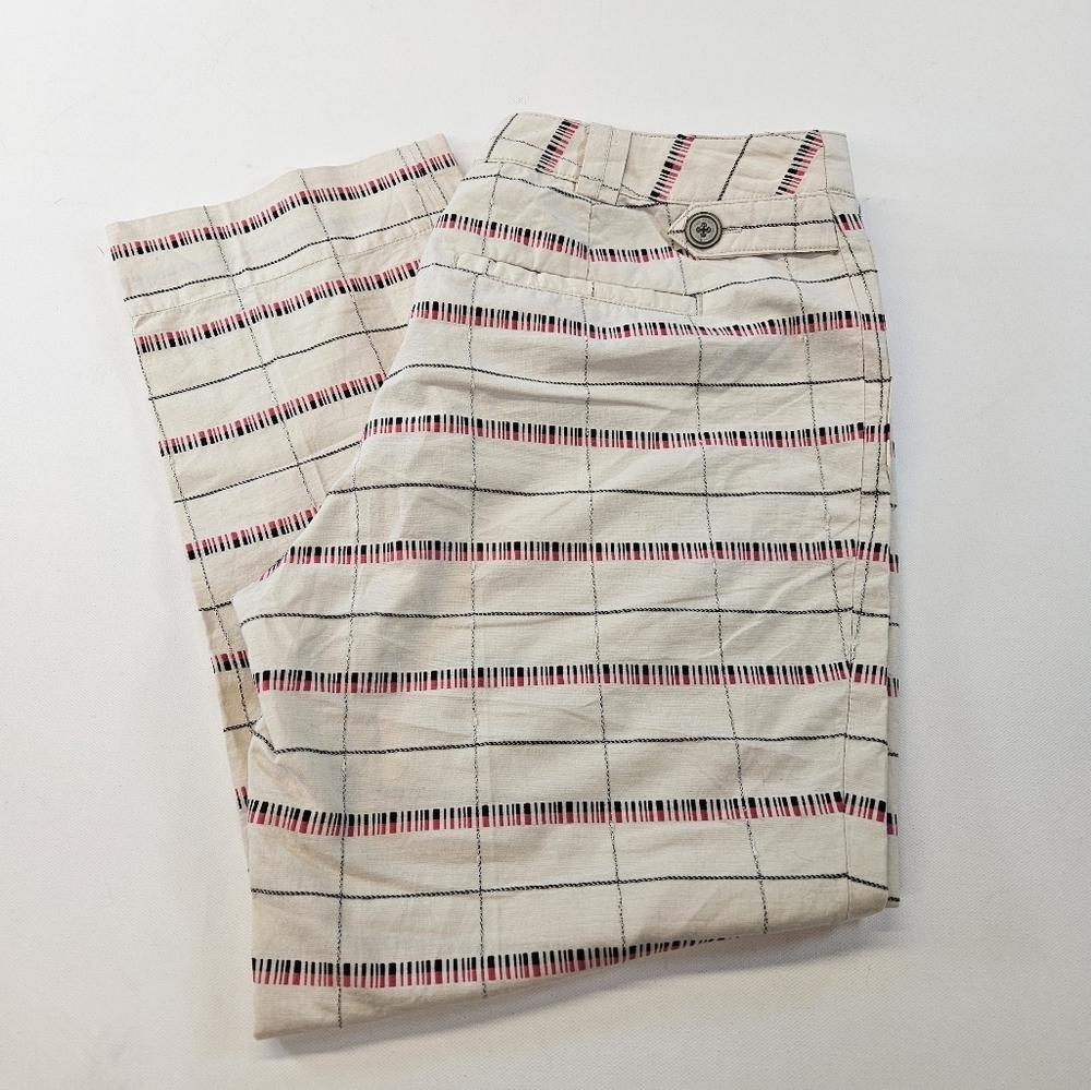 Elevenses Cotton Striped Wide-Leg Crops Pants Size 4 Petite ANTHROPOLOGIE